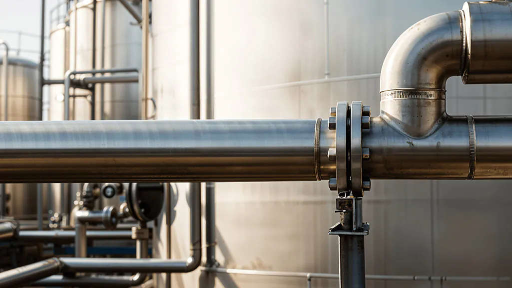 A banner image of the Vortex logo next to a close up of silver pipes carrying drilling fluids